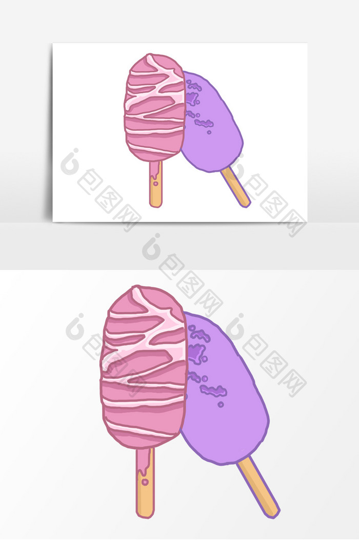 雪糕手绘卡通形象元素