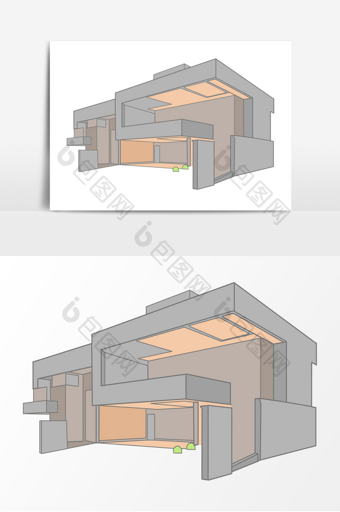 手绘卡通元素建筑