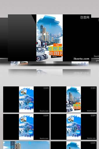 扁平化科技蓝企业产品宣传片头AE模板图片