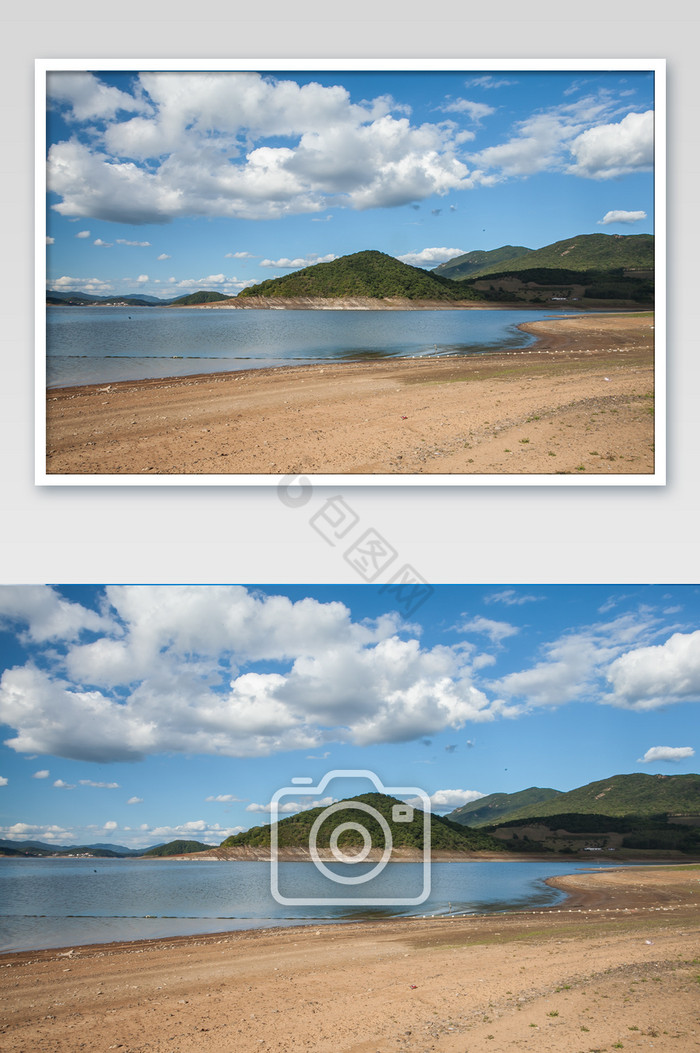 蓝天白云湖泊风光摄影图片