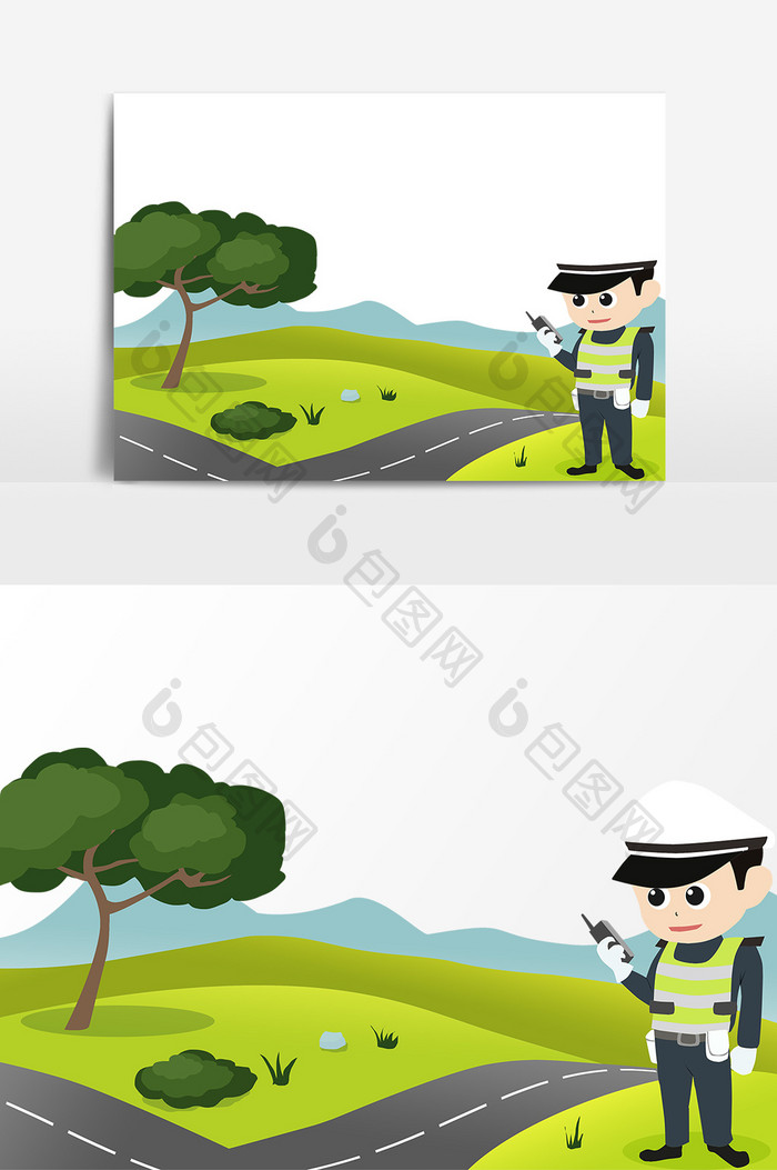 交通警察指挥道路设计元素