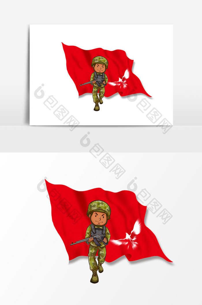 武警军人和平鸽红旗设计元素