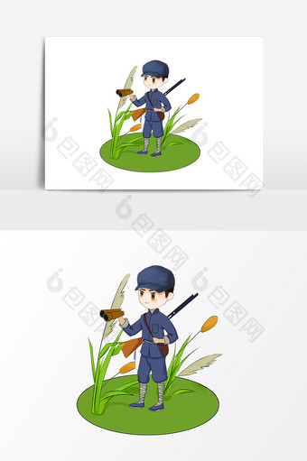 男士红军植物稻穗设计元素图片