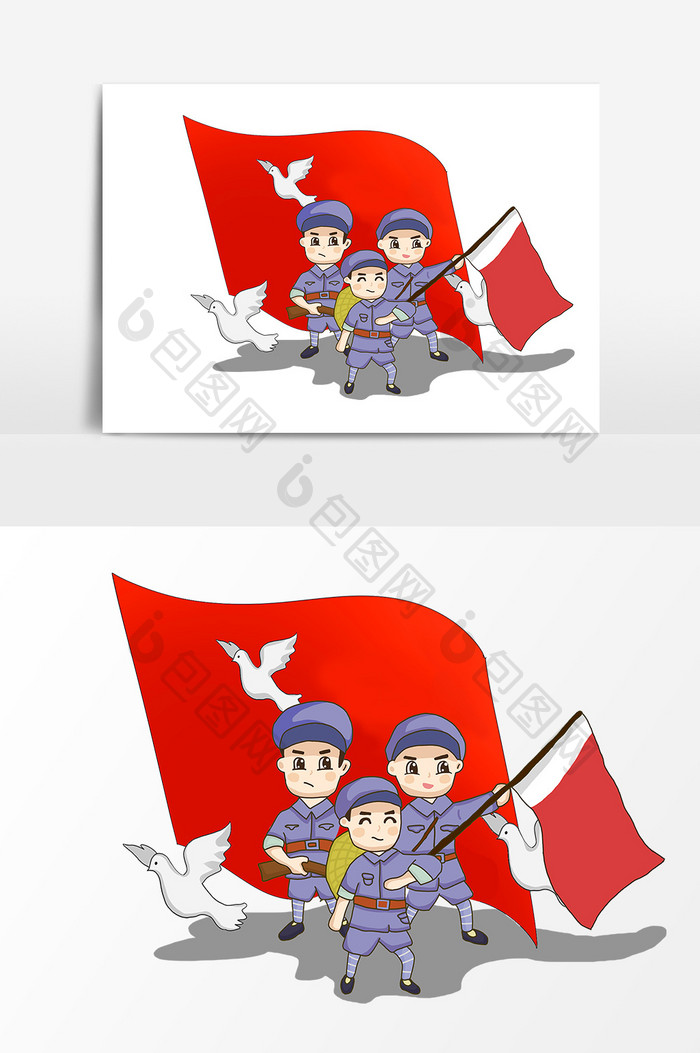 红军和平鸽红旗设计元素
