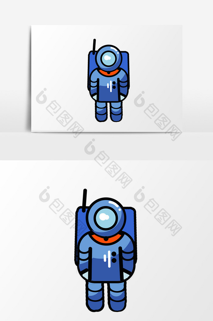 蓝色卡通手绘简约小清新可爱月球日宇航员