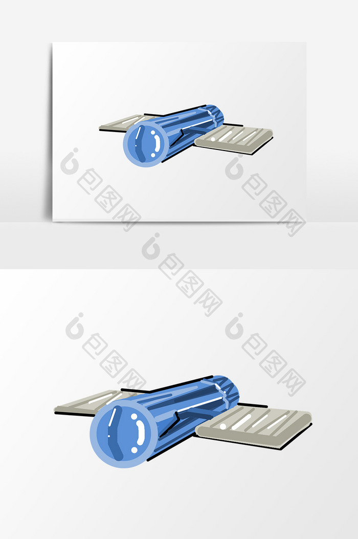 蓝色卡通手绘简约小清新可爱月球日卫星