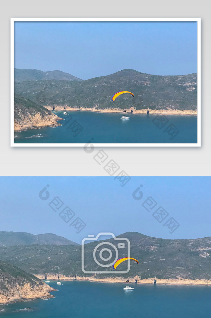 麦理浩径海滩滑翔伞摄影图片图片