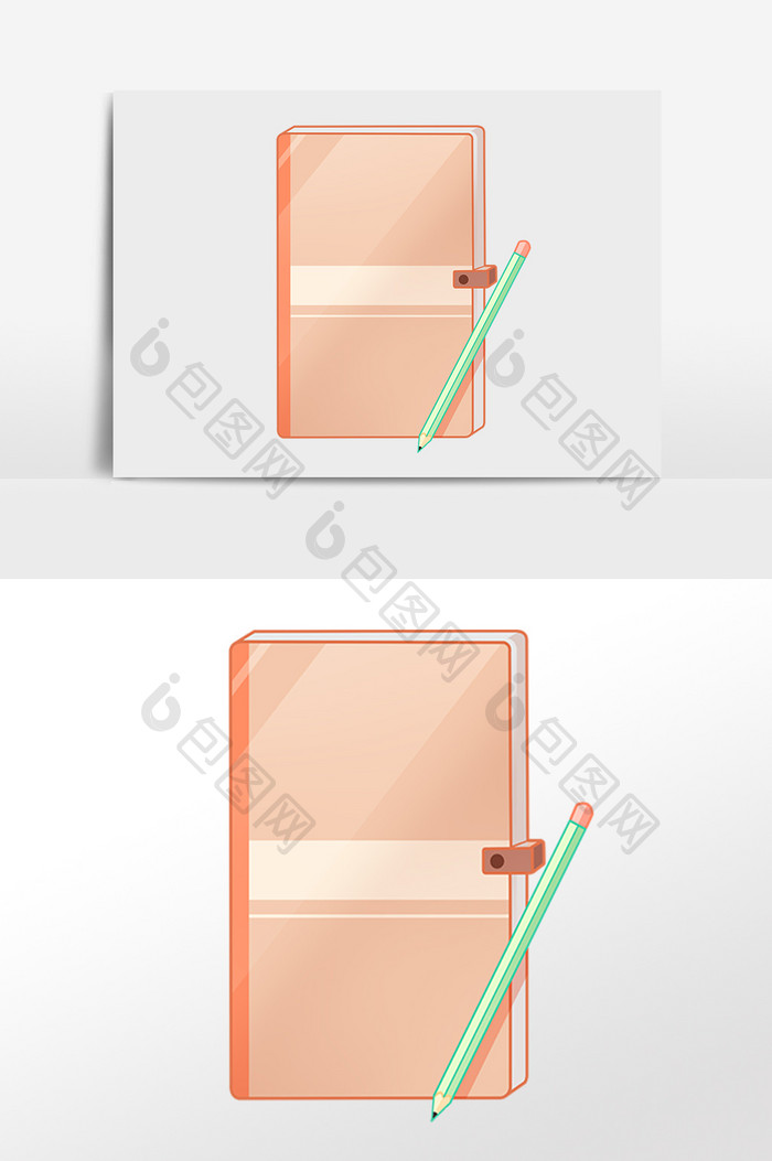 手绘办公室办公用品笔记本插画