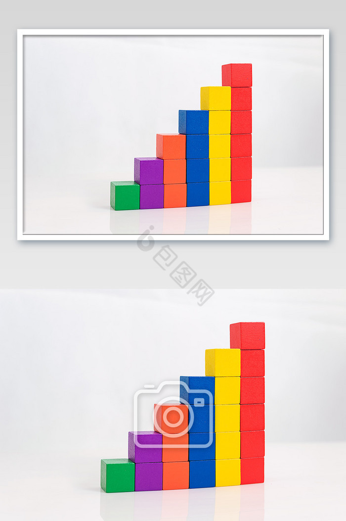 创意彩色积木阶梯图片