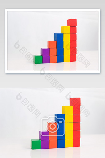 创意彩色积木阶梯图片