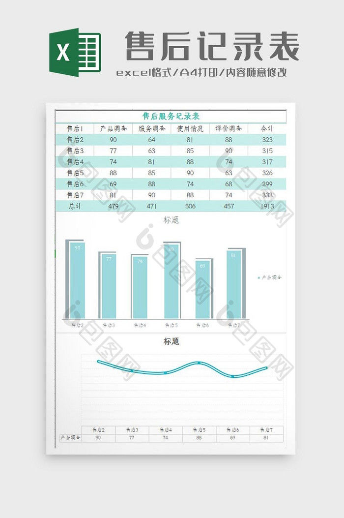 自动生成售后服务统计表Excel模板