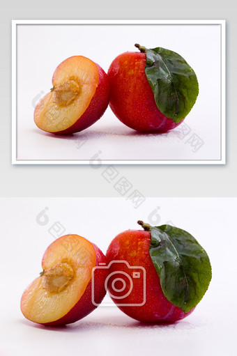 红李子水果新鲜酸甜绿叶好吃图片