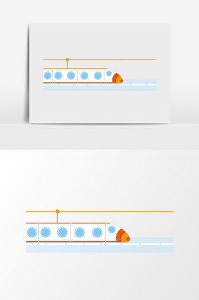 手绘白色扁平动车