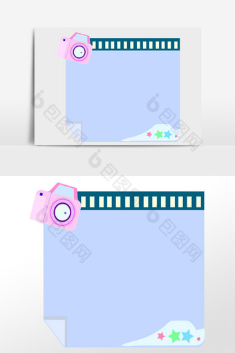 手绘MBE创意相机胶卷边框插画图片