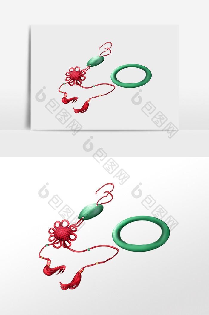 手绘中国风玉器首饰手镯插画