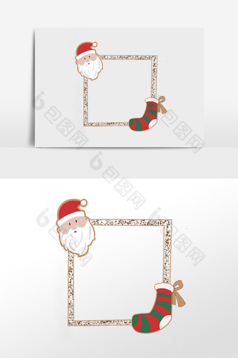 手绘创意圣诞节小物边框插画图片