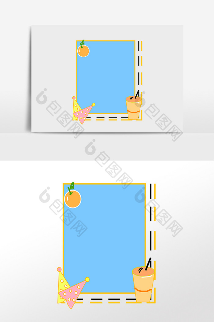 手绘MBE创意果汁边框插画