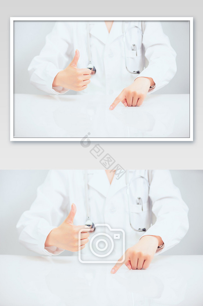 医护人员坐姿OK好的手势图片