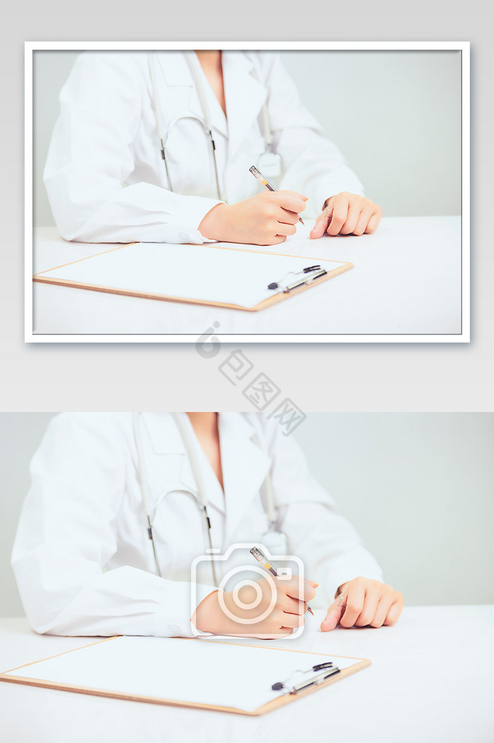 医护人员坐着签字动作图片