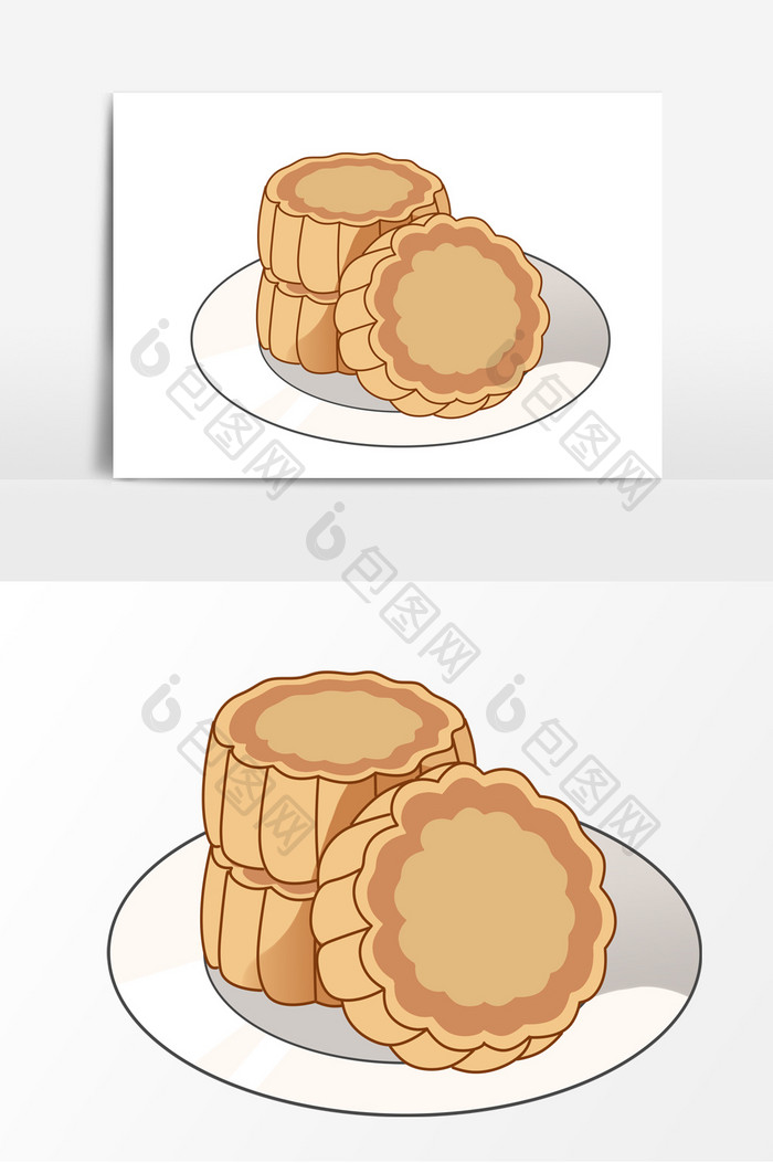 中秋节月饼手绘卡通形象元素