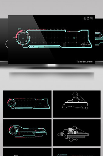 8款HUD信息框动画带通道特效元素素材图片