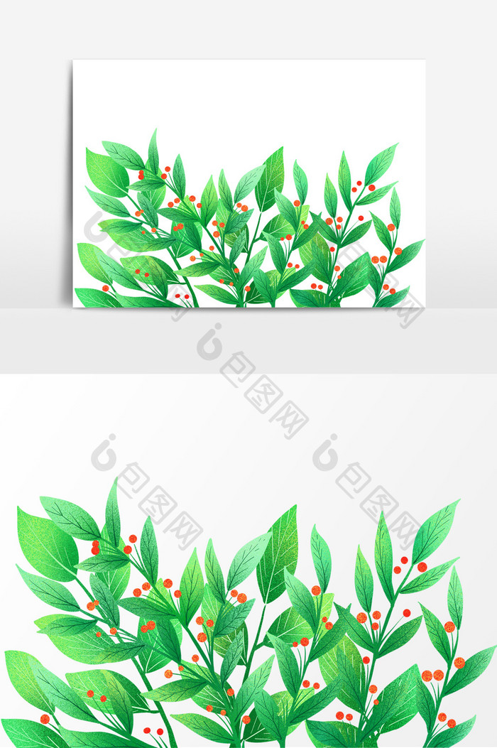 手绘植物边框树叶卡通形象 Psd素材 包图网