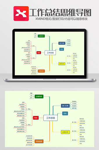 工作总结构架图思维导图XMind模板图片