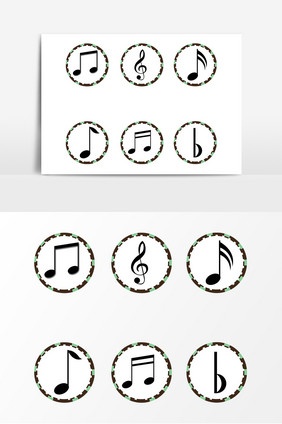 中国风手绘卡通音符元素可爱