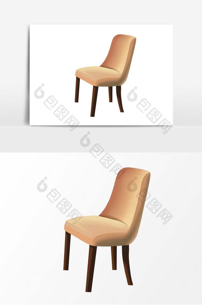 手绘家具棕色椅子元素