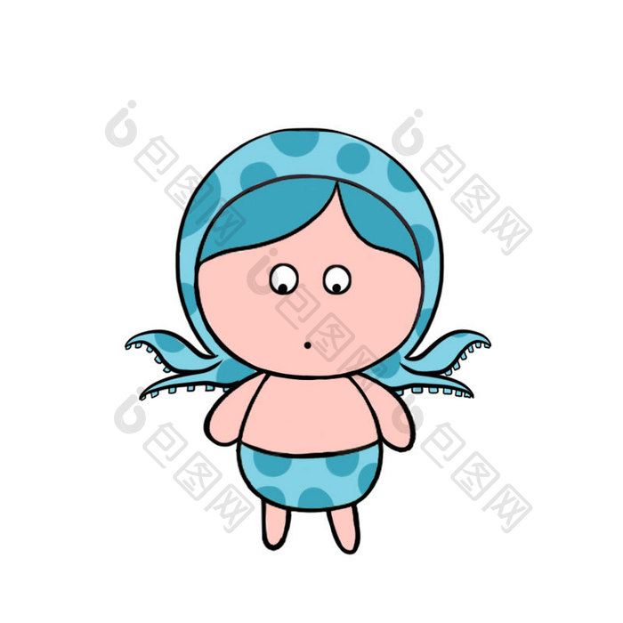 蓝色可爱章鱼孩子海洋动物动态表情包