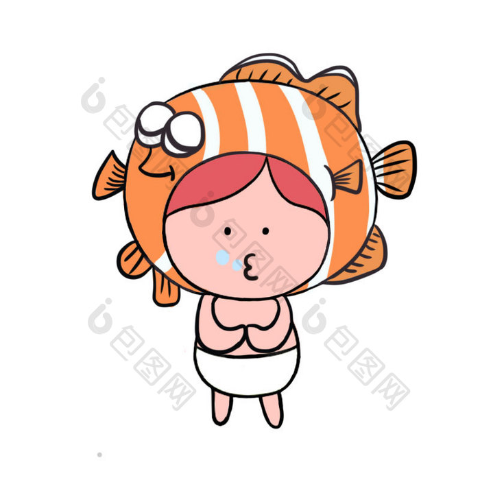 橙色可爱小丑鱼孩子海洋动物动态表情包