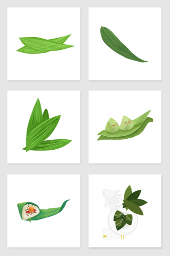 手绘粽子和粽叶套图插画元素通用背景1024*1540图片素材免费下载-编号1285747-潮点视频