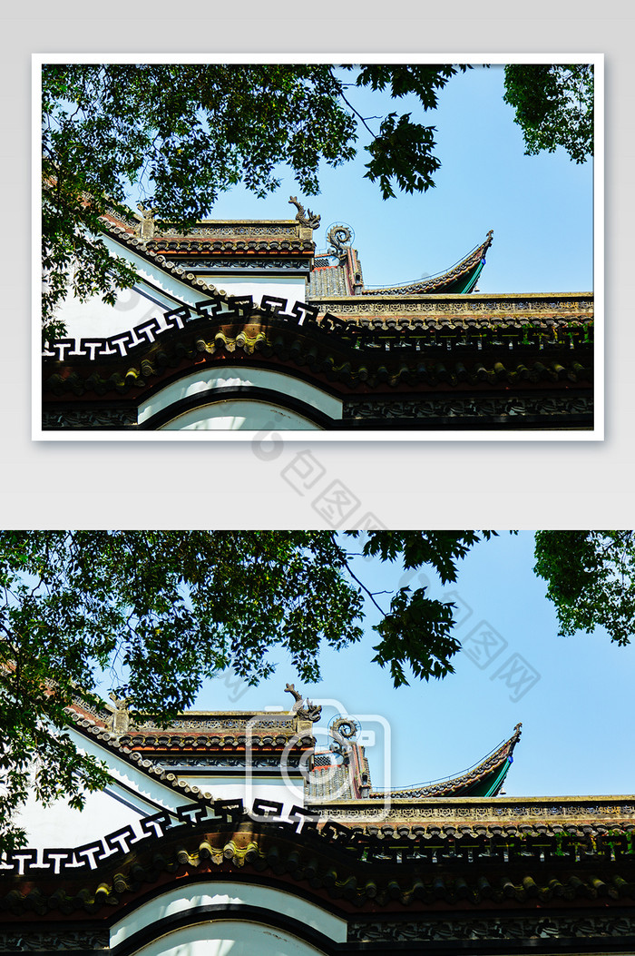 武汉夏季晴川阁屋檐青砖古建筑摄影图图片图片