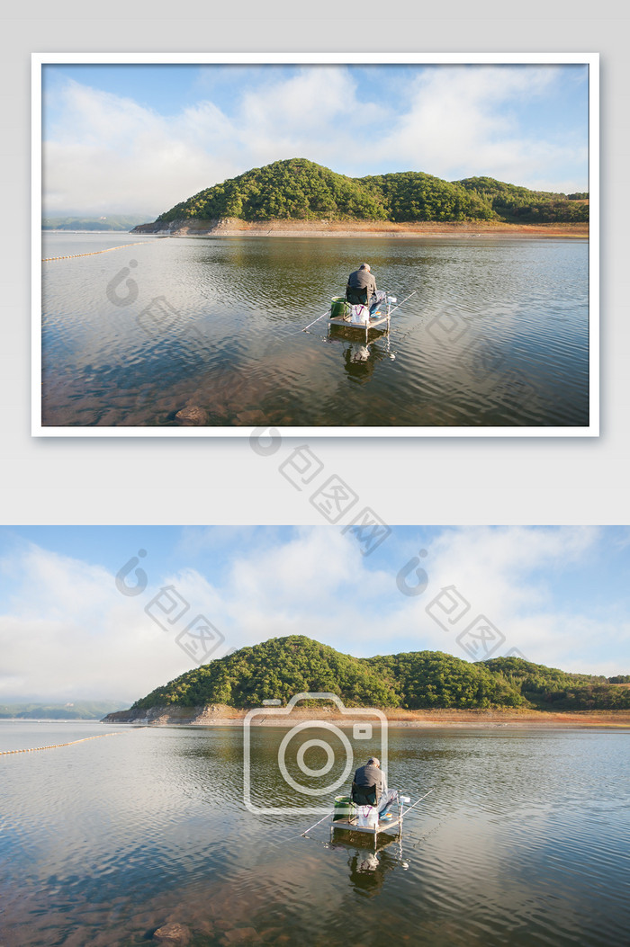 湖泊垂钓风光摄影图片
