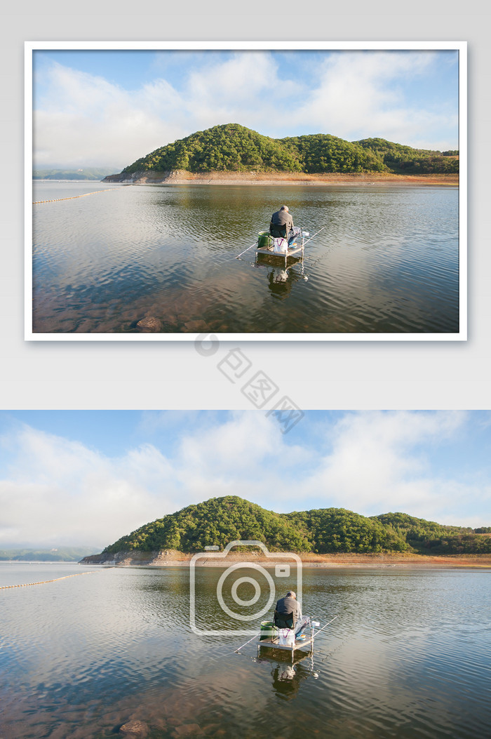 湖泊垂钓风光摄影图片