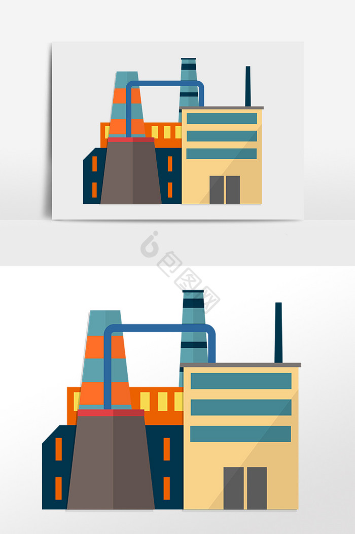 现代加工工厂厂房建筑插画图片