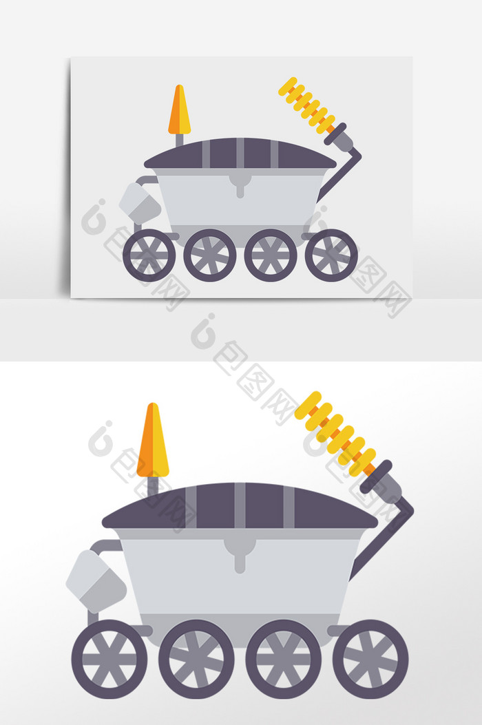 手绘宇航航空太空信号源车辆插画