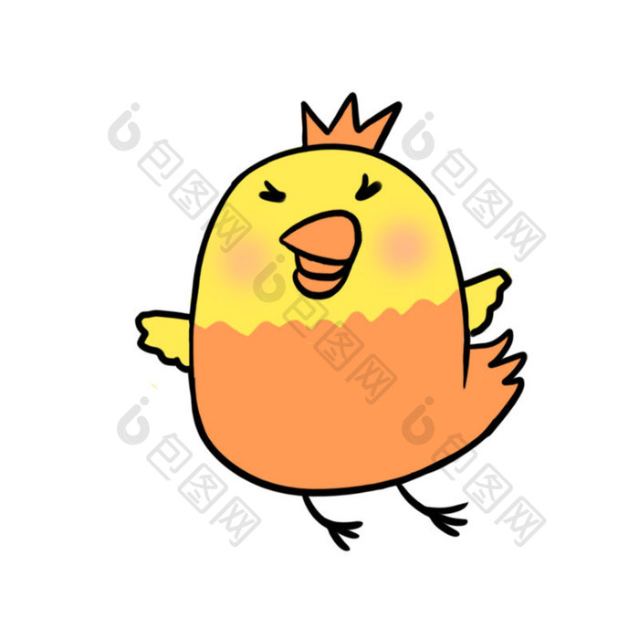 黄色卡通小鸡展翅高飞日常生活动态表情包