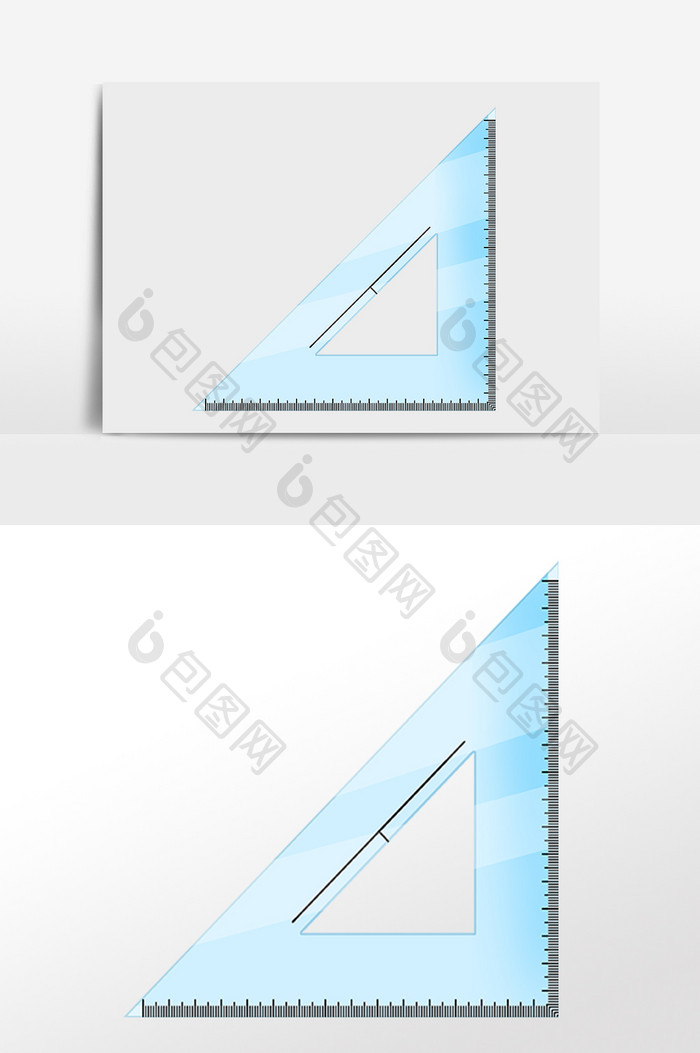 手绘教育学习文具三角尺插画