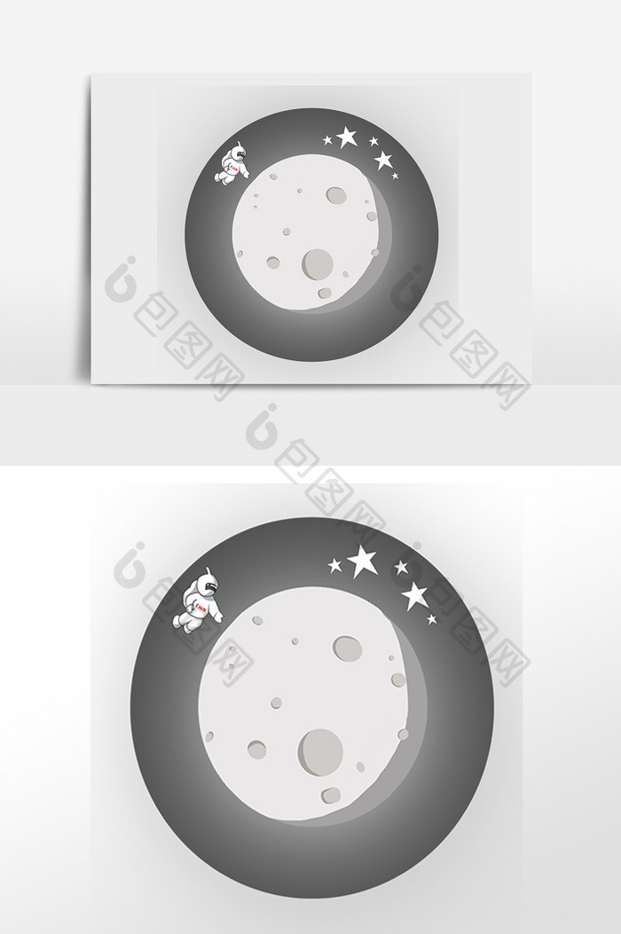 手绘宇宙太空星球月球插画