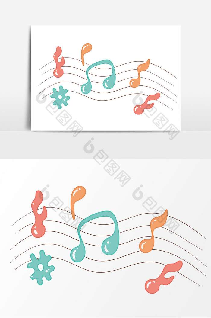 卡通音樂符號五線譜元素圖片