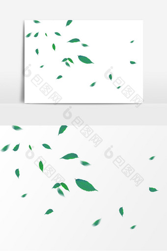 夏季落叶绿色装饰漂浮元素图片