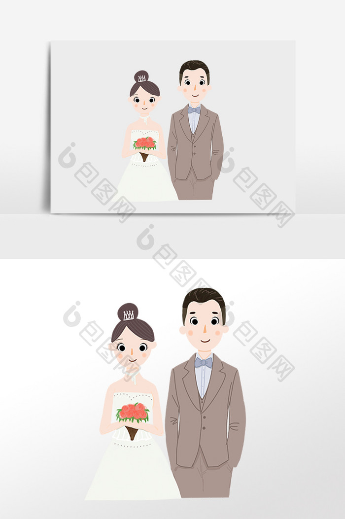 手绘婚礼请帖新人照片插画