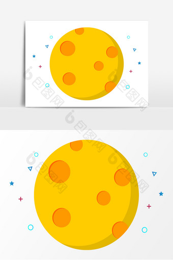 MBE月球卡通月球黄色月球矢量月球AI图片