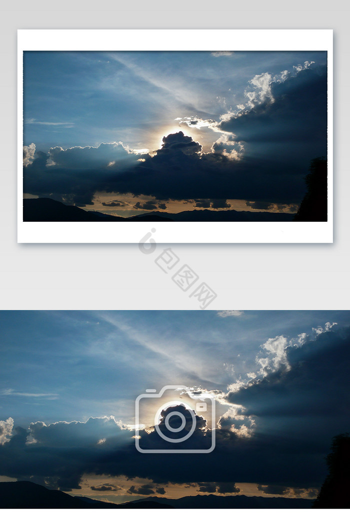 黄昏白云落日斜阳天空宁静摄影图图片