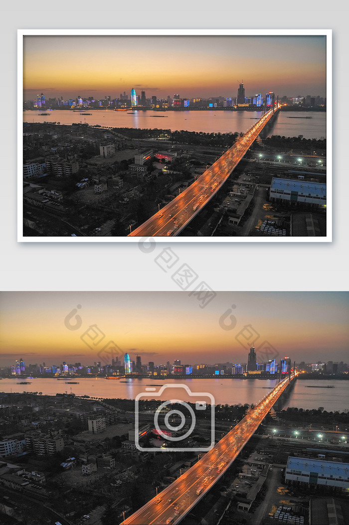武汉长江二桥夕阳航拍摄影图片图片