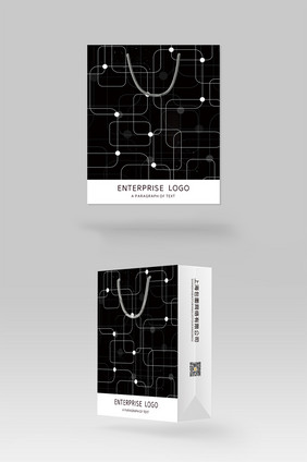 扁平几何抽象线条底纹科技商用手提袋