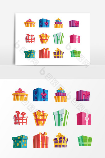 彩色盒子包装盒设计元素图片