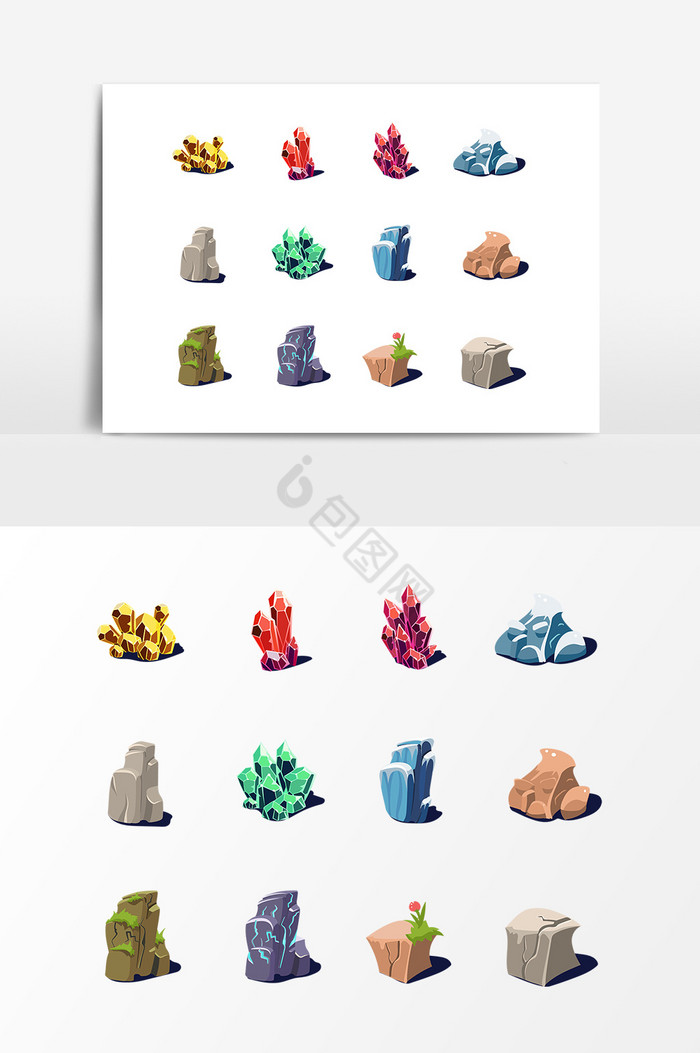 石头假山水晶游戏道具图片