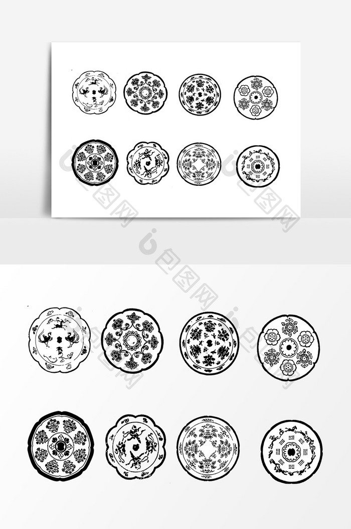 圆形传统花纹图案设计素材